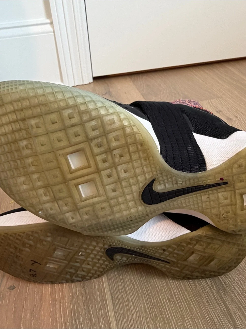 Nike Black LeBron High-Top Basketball Sneakers with Multicolor Knit Ankle Strap